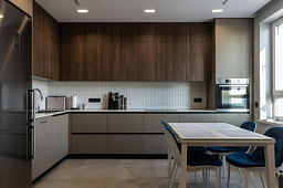 Угловая кухня из ЛДСП и матового МДФ и фурнитурой Blum фото. Кухни на заказ в Гомеле.